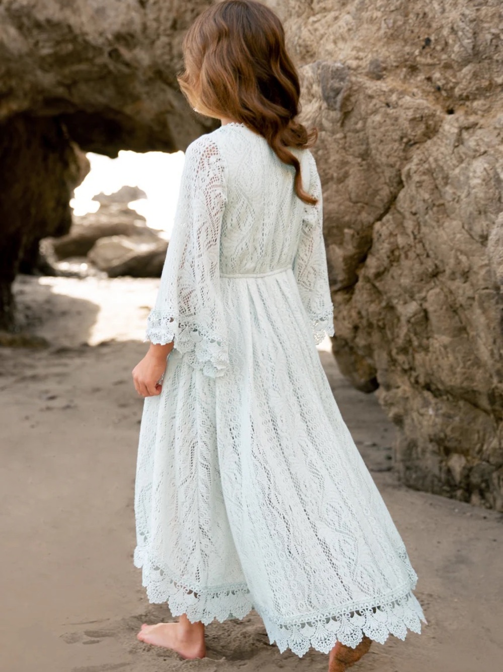 Joyfolie Pale Blue Lace High-Low Formal Dress for Girls - Picture 2 of 3